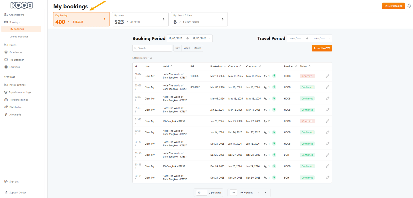 How to track booking statuses and history