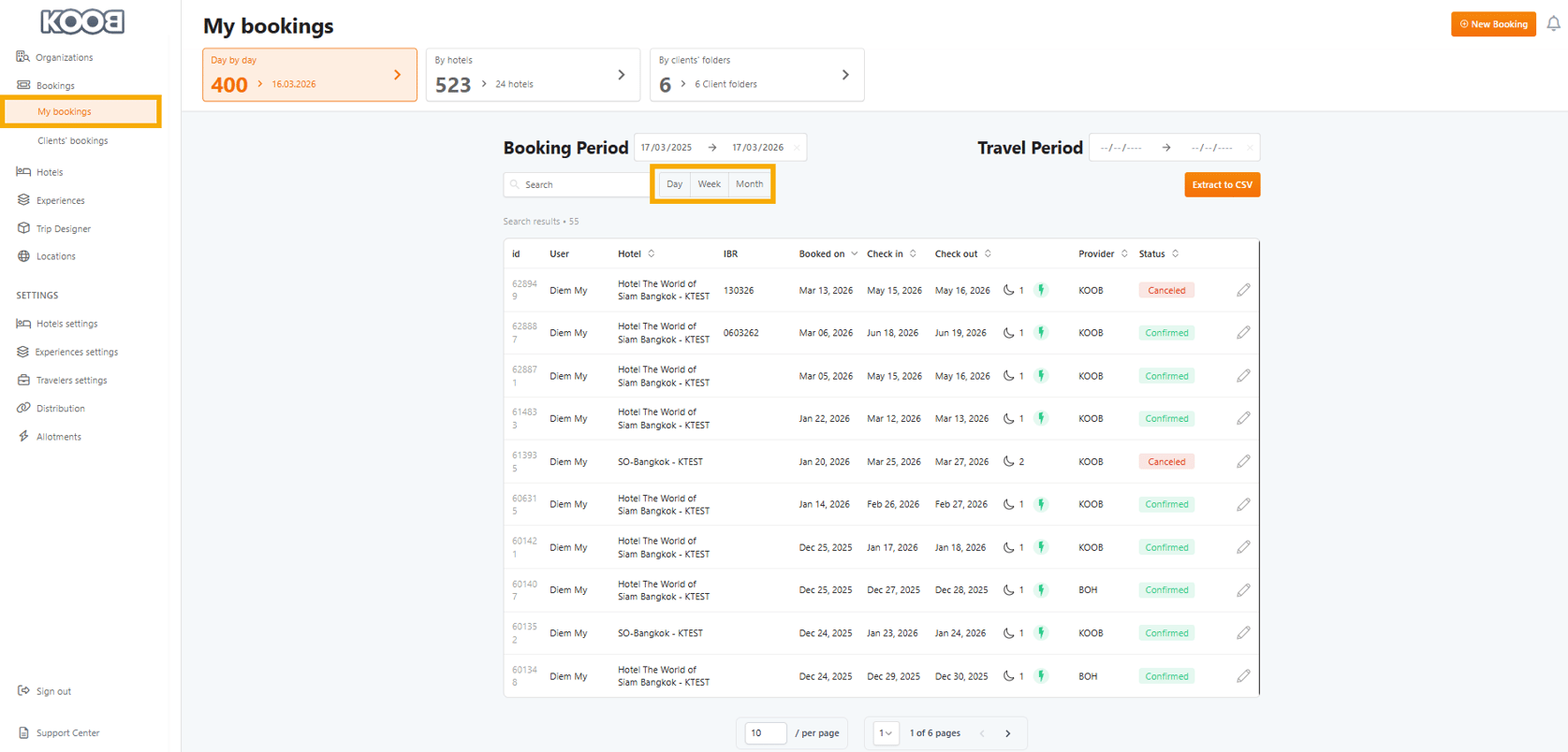 How to track booking statuses and history